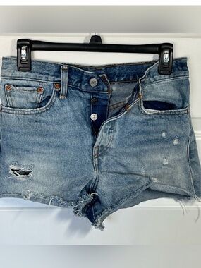 Levi’s High Rise Cutoff Shorts 27 Distressed Button Fly Raw Hem Denim